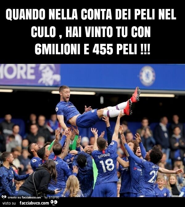Quando nella conta dei peli nel culo, hai vinto tu con 6milioni e 455 peli