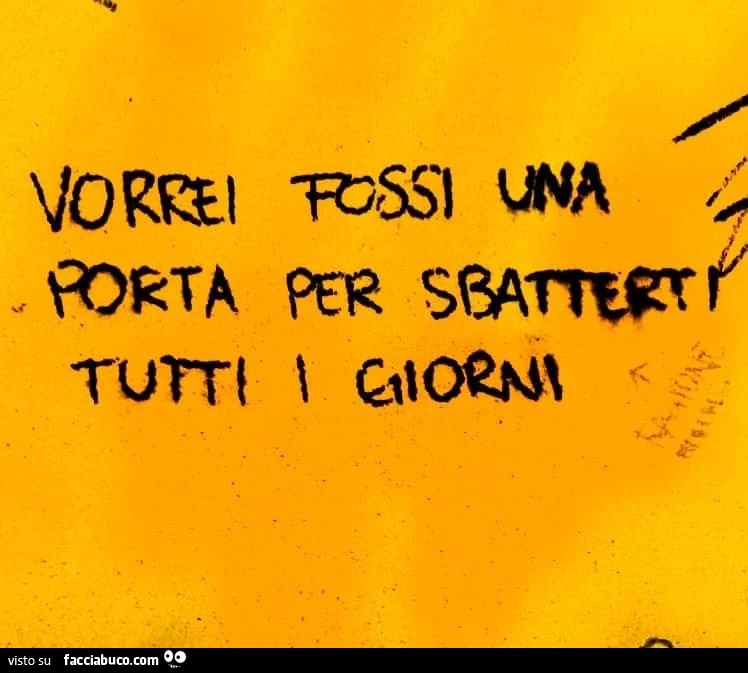 Vorrei fossi una porta per sbatterti tutti i giorni