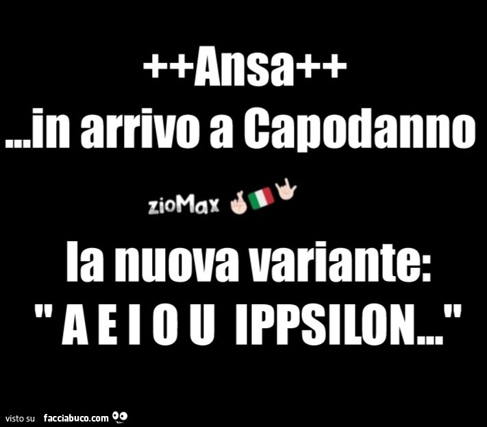 Ansa… in arrivo a capodanno la nuova variante: a e i o u ipsilon