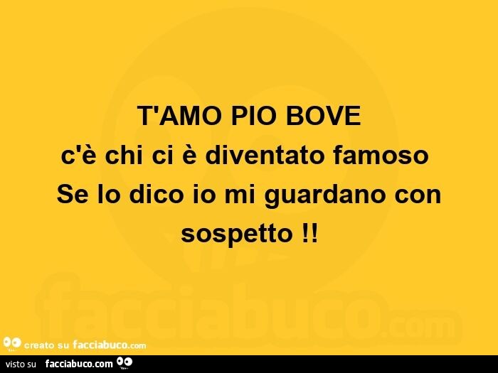 T'amo pio bove c'è chi ci è diventato famoso se lo dico io mi guardano con sospetto