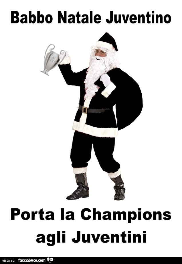 Babbo natale juventino porta la champions agli juventini