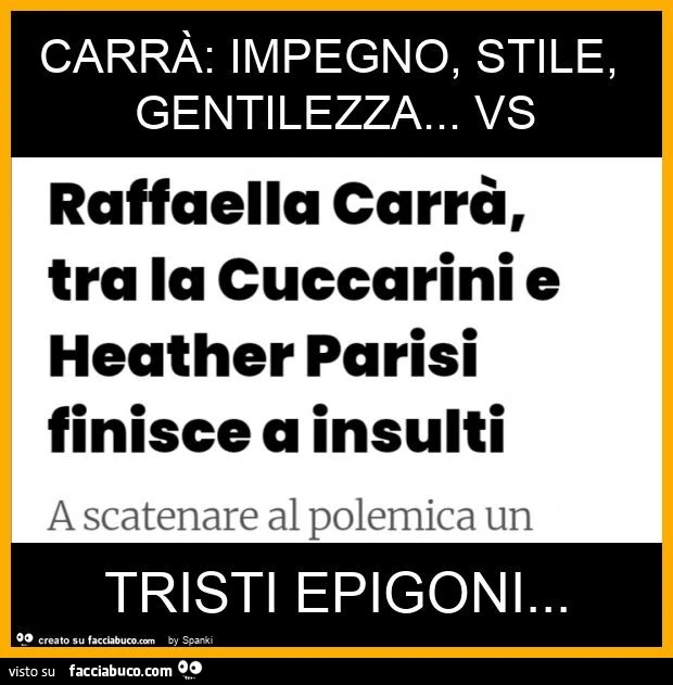 Carrà: impegno, stile, gentilezza… vs tristi epigoni