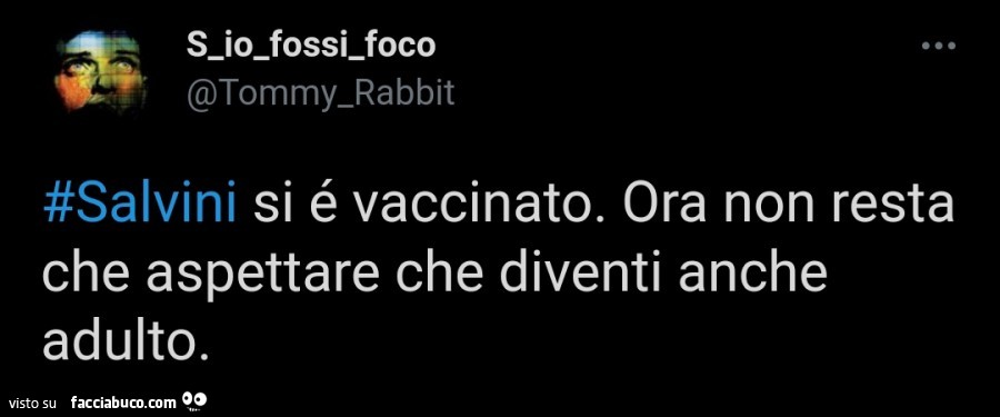 Salvini si é vaccinato. Ora non resta che aspettare che diventi anche adulto