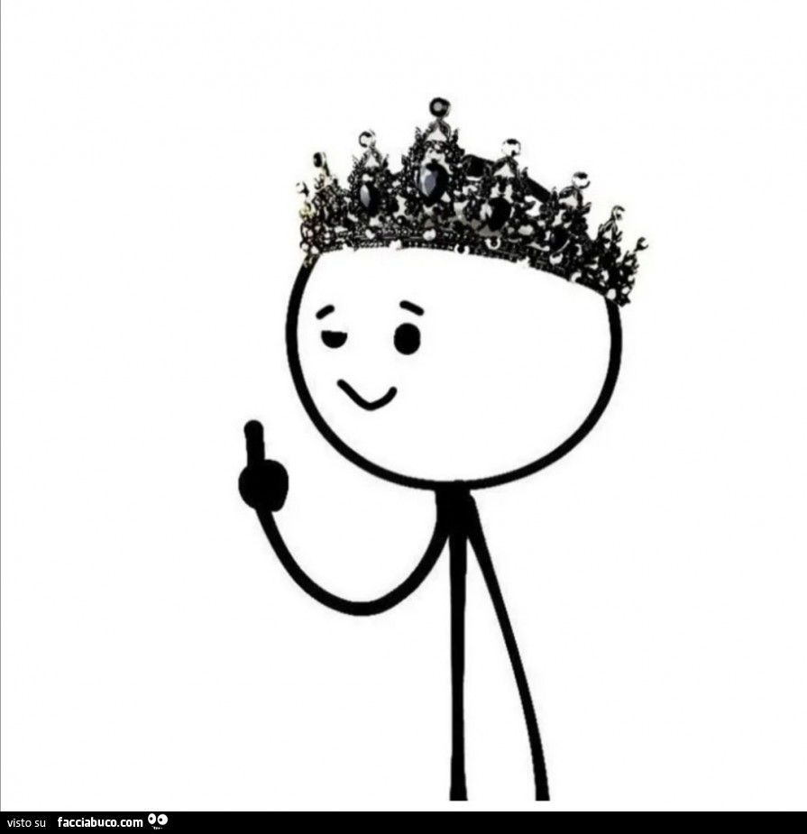 Omino con corona fa il dito medio
