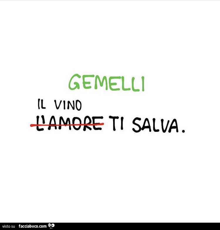 Gemelli. Il vino ti salva