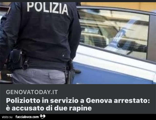 Poliziotto in servizio a genova arrestato: è accusato di due rapine