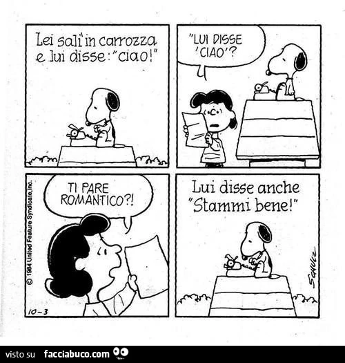 Lei salì in carrozza e lui disse: ciao