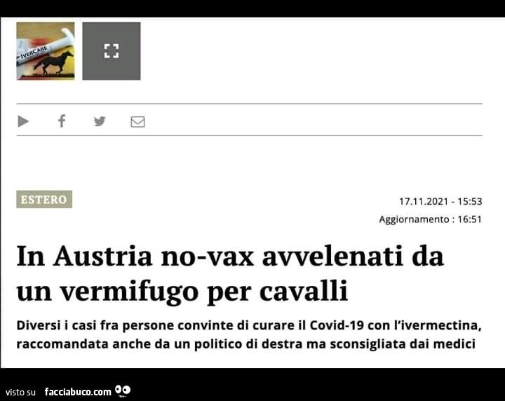 In austria no-vax avvelenati da un vermifugo per cavalli