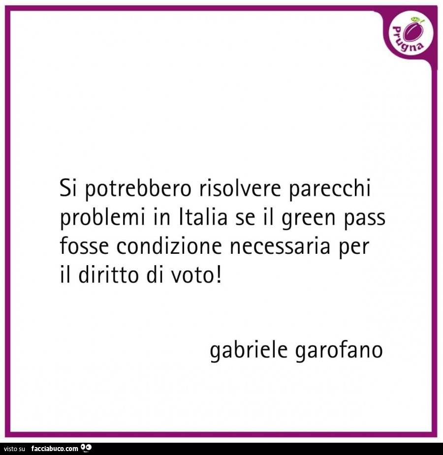 Si potrebbero risolvere parecchi problemi in italia se il green pass fosse condizione necessaria per il diritto di voto