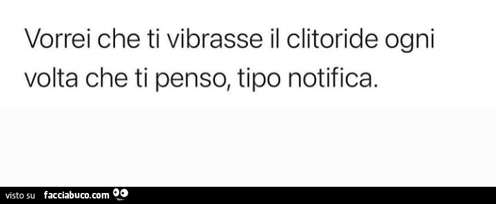 Vorrei che ti vibrasse il clitoride ogni volta che ti penso, tipo notifica