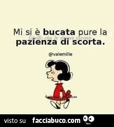 Mi si è bucata pure la pazienza di scorta