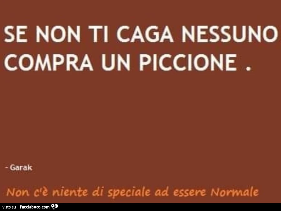 Se non ti caga nessuno compra un piccione