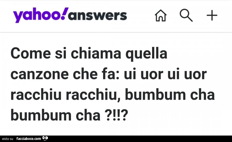 Come si chiama quella canzone che fa: ui uor ui uor racchiu racchiu, bumbum cha bumbum cha