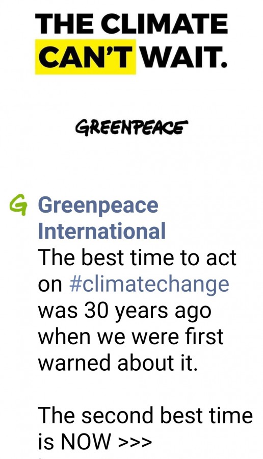 The climate can't wait. Greenpeace