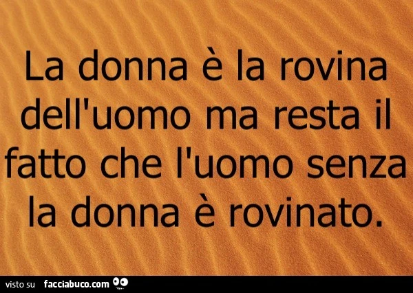 La donna è la rovina dell'uomo ma resta il fatto che l'uomo senza la donna è rovinato