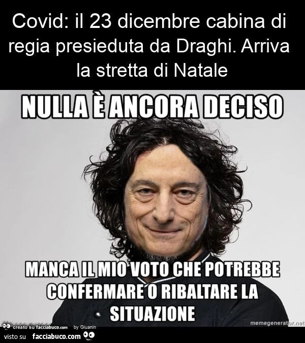 Covid: il 23 dicembre cabina di regia presieduta da draghi. Arriva la stretta di natale