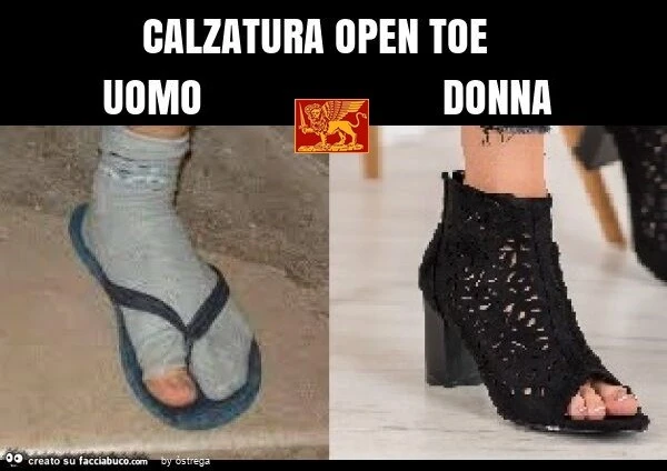 Calzatura open toe uomo vs donna