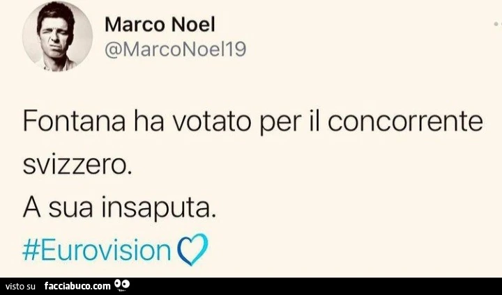 Fontana ha votato per il concorrente svizzero. A sua insaputa