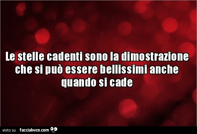 Le stelle cadenti sono la dimostrazione che si può essere bellissimi anche quando si cade