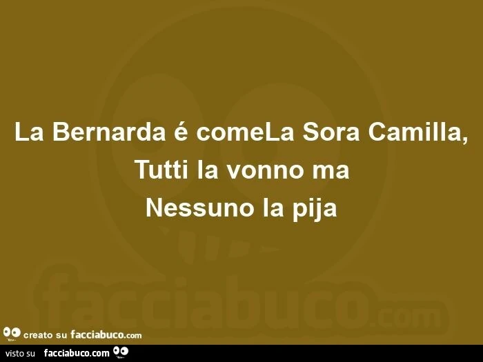 La bernarda é comela sora camilla, tutti la vonno ma nessuno la pija