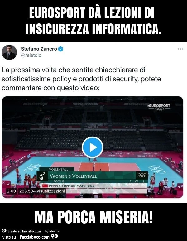 Eurosport dà lezioni di insicurezza informatica. Ma porca miseria